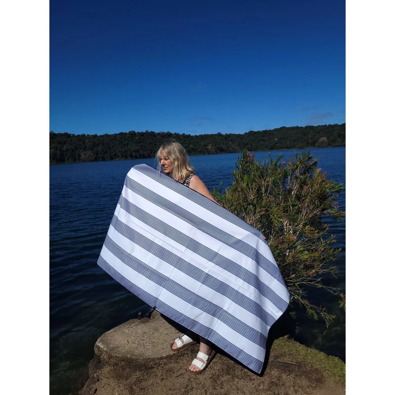 Amalfi Navy Signature Sand-Free Beach Towel Newlyfe