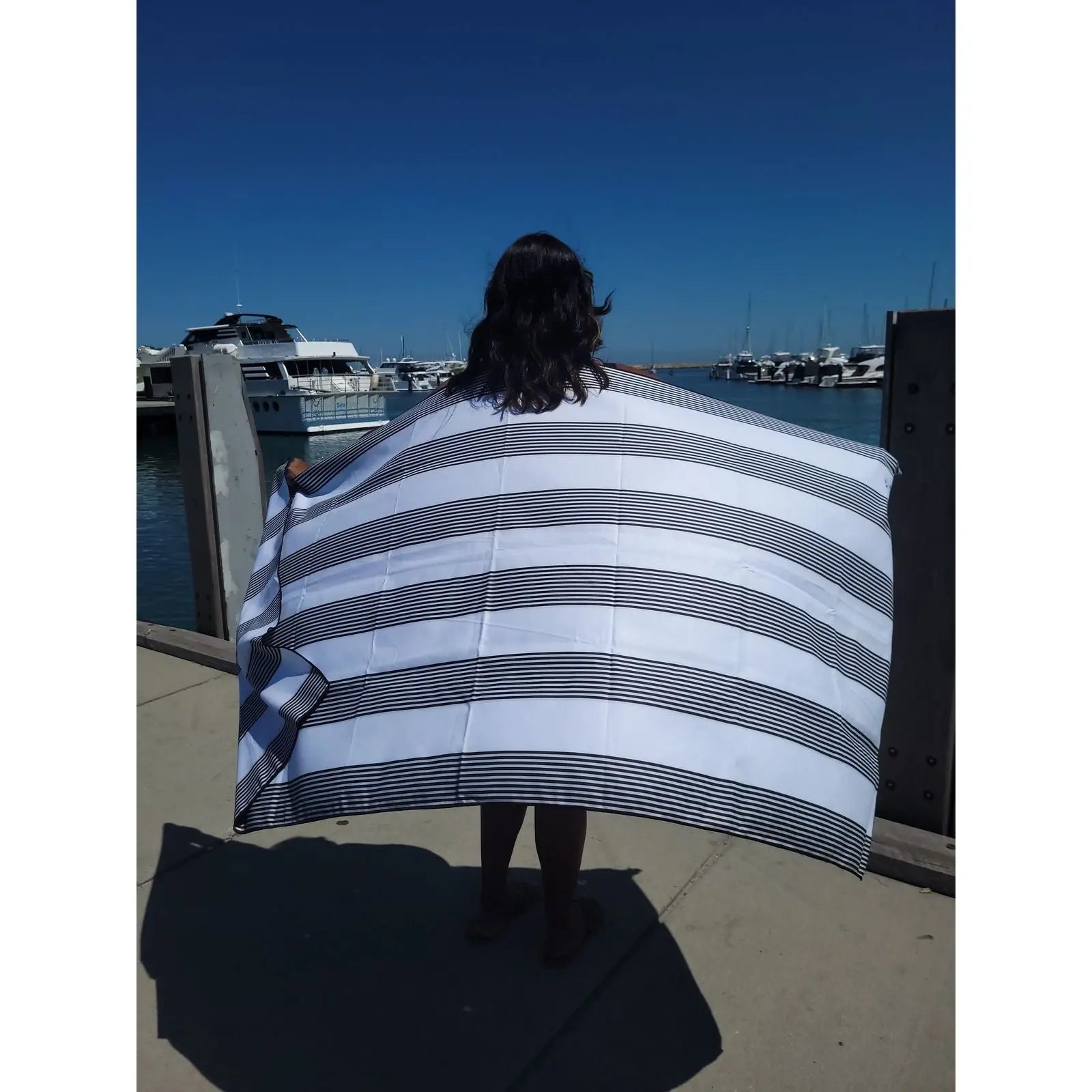 Santorini Black Signature Sand-Free Beach Towel Newlyfe