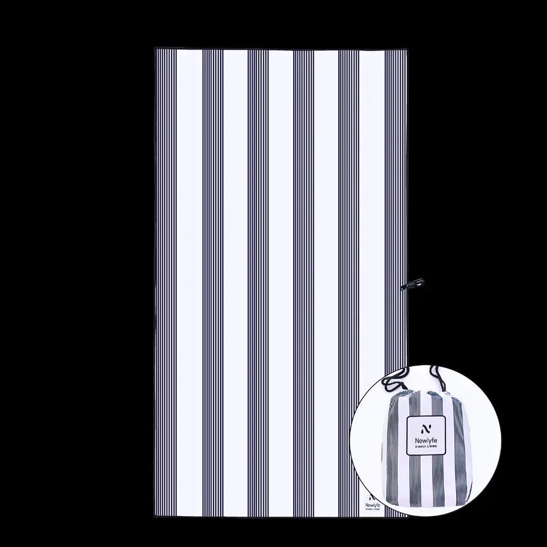 Amalfi Navy Signature Sand-Free Beach Towel Newlyfe