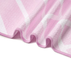 Close-up of pink waffle-weave microfibre bath towel
